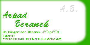 arpad beranek business card